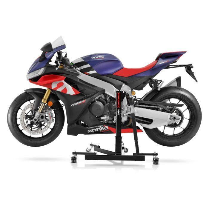 Lève moto centrale - ConStands Power-Evo - Compatible Aprilia RSV4 Factory 2021 - 300 kg - Roulettes doubles