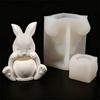 Flexible Silicone Rabbit Shape Planter Mold For Resin Art Concrete Cement Casting And Decorative Candle Container