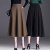 Black Suit Half Skirt, Women's Mid Length Umbrella Skirt Plus Size Skirt Spring and Autumn High Waist A-line Skirt