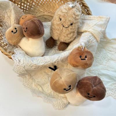 Cute Three-Headed Mushroom Plush Doll Stuffed Toy Funny Fun Food Keychain Pendant Bag Hanging Ornaments Girl Gift Backpack Charm