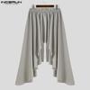 INCERUN Men Pleated Front Cut Out Pantskirts Casual Layers Skirt Kilts