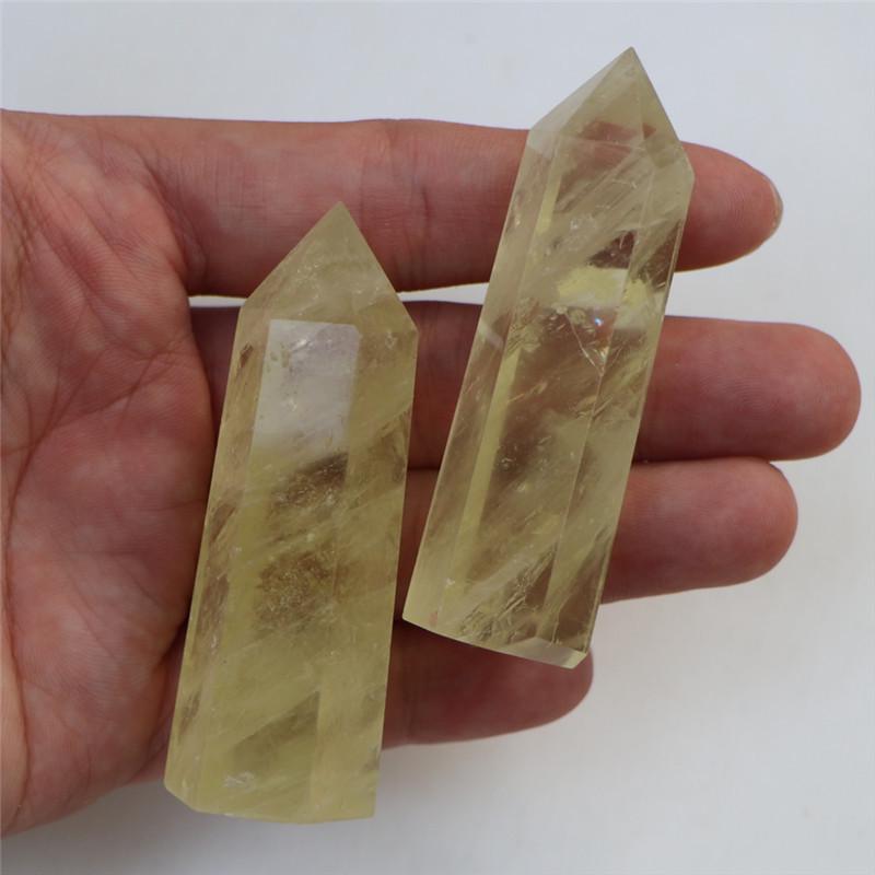 Желтая шестиугольная хрустальная призма-колонна 3-5 cm естественный