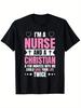 Im A Nurse Christian Humor TShirt RN LPN Nursing Apparel with Heart Cross Design Cotton Gsm Black Tee Funny Gi