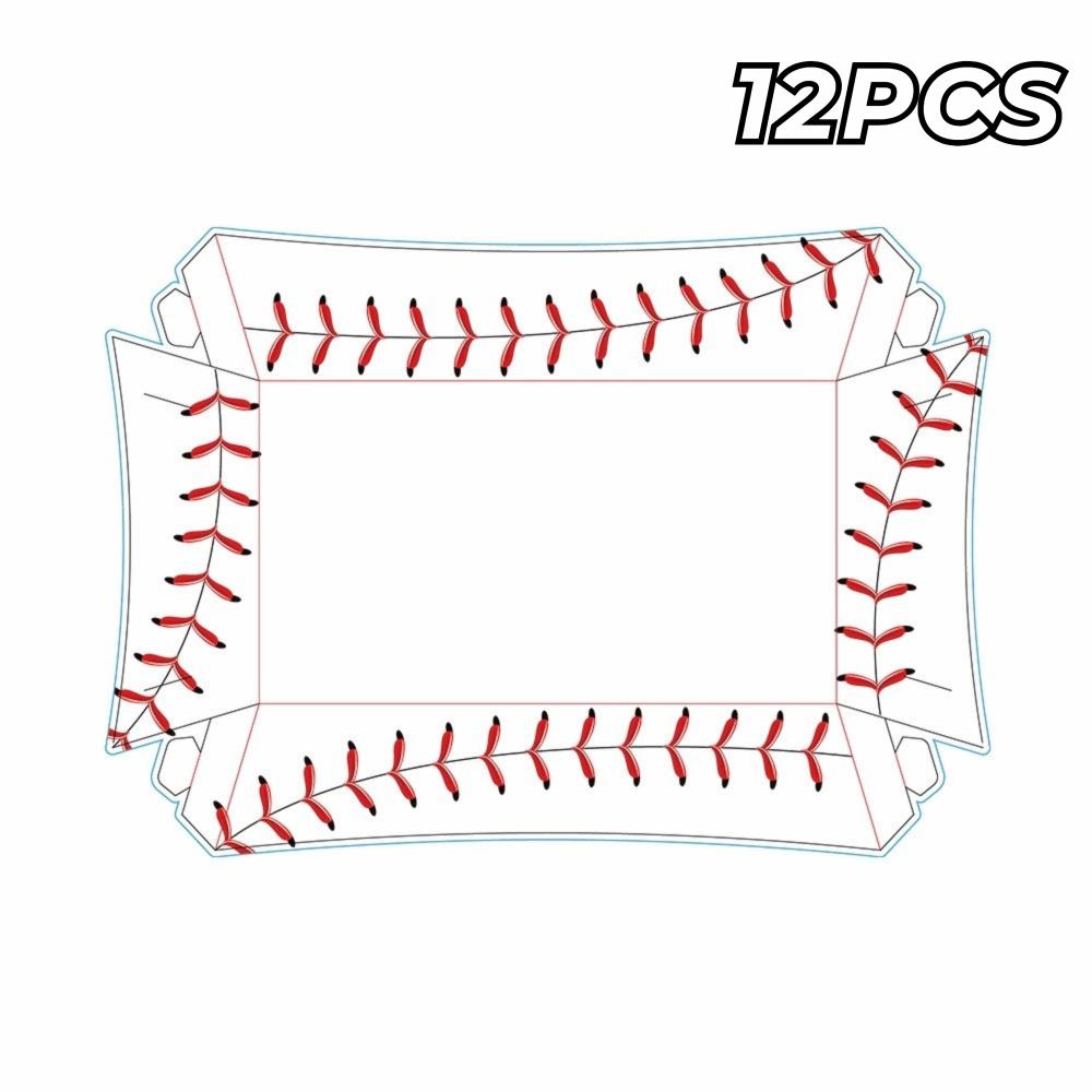 12Pcs Football Theme Paper Food Trays Paper Basketball Baseball Theme Snack Tray Multifunctional Disposable Tableware