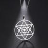 LIKGREAT Flower of Life Pendant Necklace for Women Mandala Chakra Hollow Stainless Steel Charms Jewelry Geometry Amulet Gift