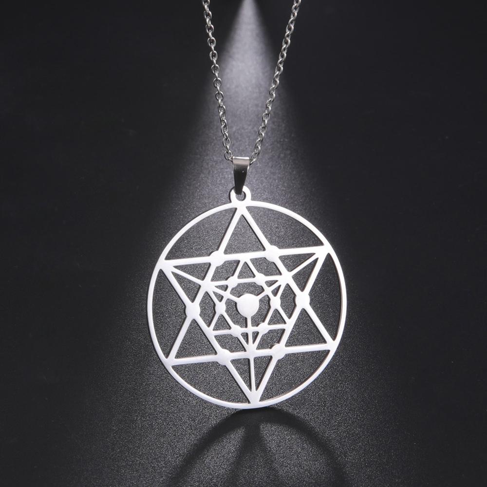 LIKGREAT Flower of Life Pendant Necklace for Women Mandala Chakra Hollow Stainless Steel Charms Jewelry Geometry Amulet Gift
