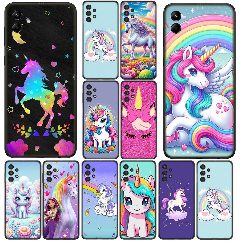 Cover for Samsung Galaxy S25 S24 S23 Fe Ultra Plus S7 Edge A05 A06 A16 A55 A15 A35 Casing Phone Case Unicorn Cartoon Horse