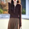 Spring new worsted wool turtleneck knitted sweater semi-zipper solid color pit strip pullover bottoming shirt top