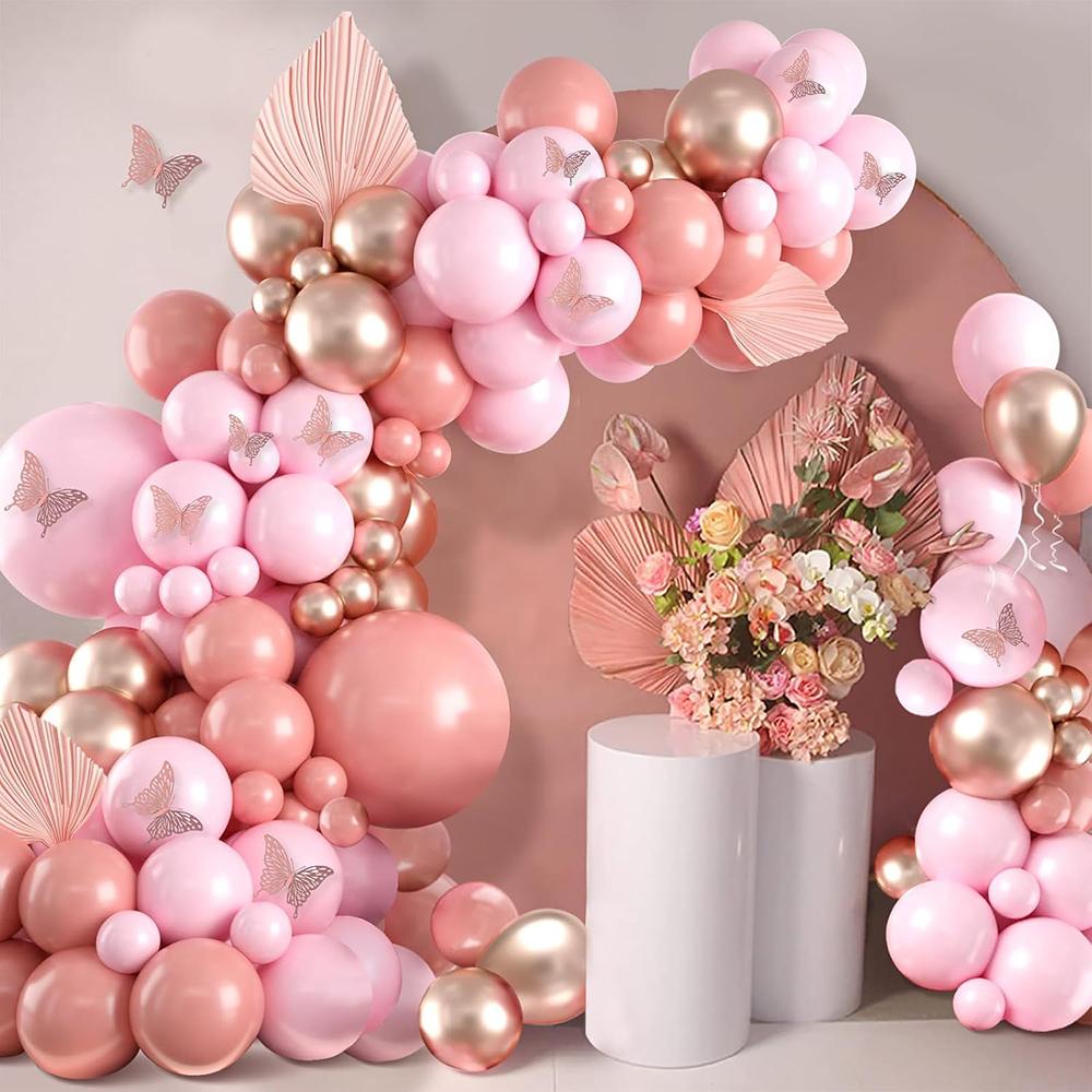 Baby Pink Balloons Garland Retro Pink Rose Gold Confetti Balloon Arch Kit Wedding Anniversary Birthday Party Baby Shower Decor