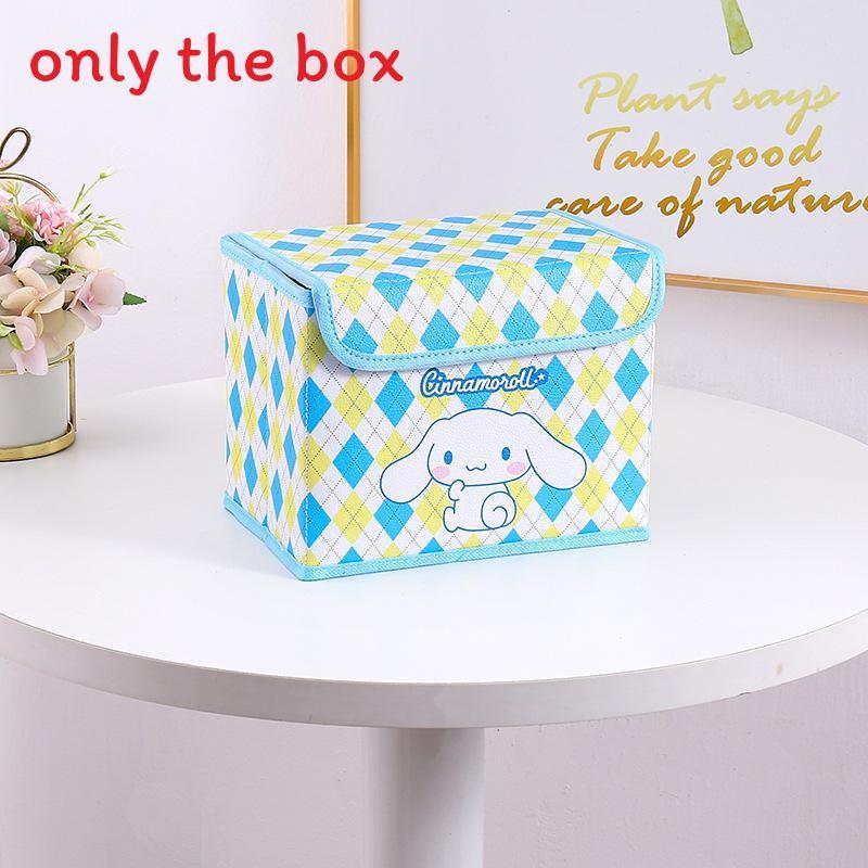Hello Kitty Kuromi Cinnamoroll Melody Gittermuster Faltbare Klapp-Aufbewahrungsbox für Büro und Schlafzimmer
