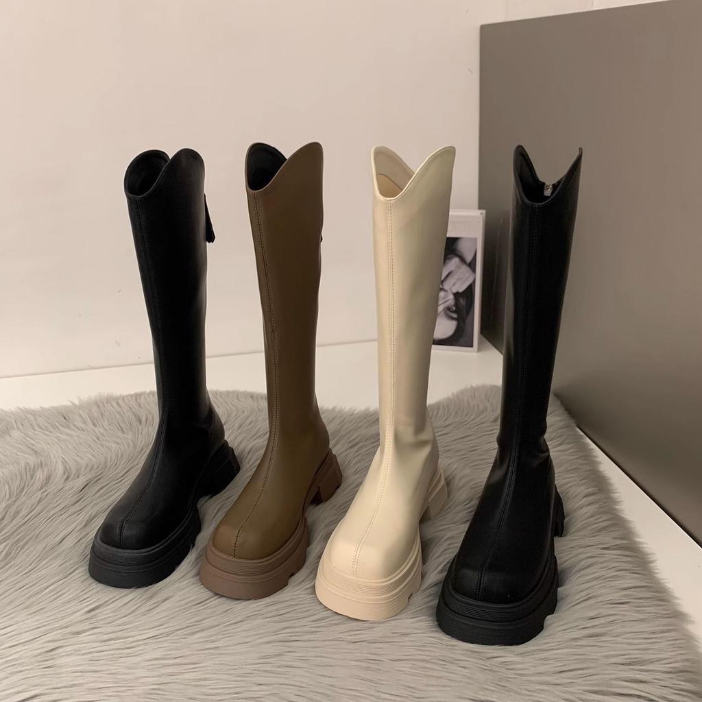 Thick-soled Thick-heeled Knee Thick-legged Big-tube Circumference-length Boots 2025 New Autumn and Winter Tall Knight Boots, But Long Boots for Women