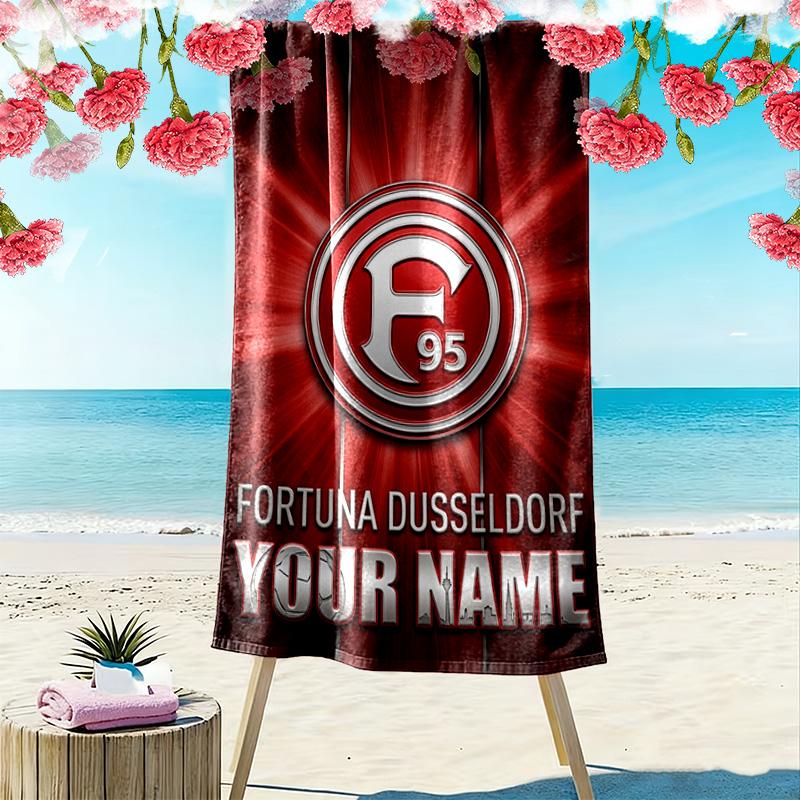 Name Custom Fortuna Düsseldorf Print Beach Towel, Large Soft Quick Dry Towel for Beach Camping Swimming