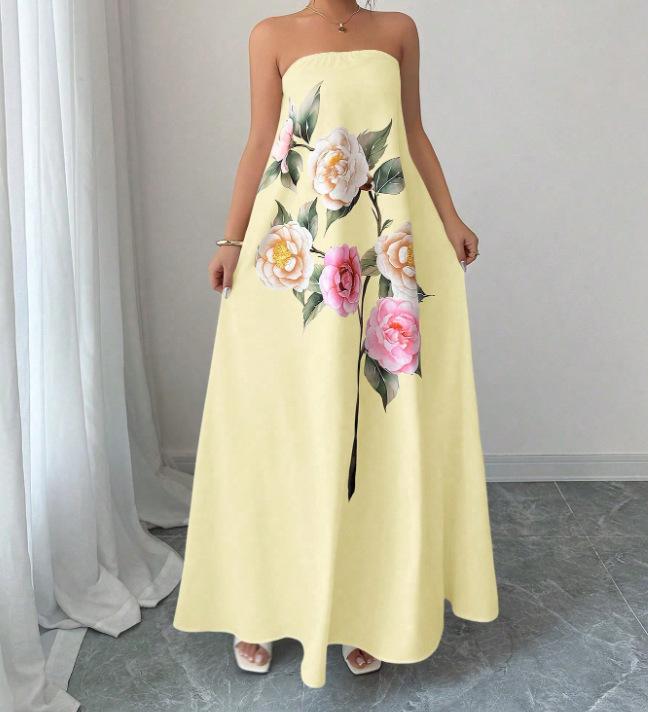 2026 Summer Floral Printed One-Shoulder Dress - European & American Fashion