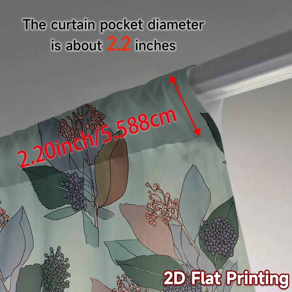 2D FLAT PRINTING 2pcs Curtains (Without Rod) Floral Leaves Design (2) Holiday Ramadan Printed Curtains Versatile Fabric Curtains