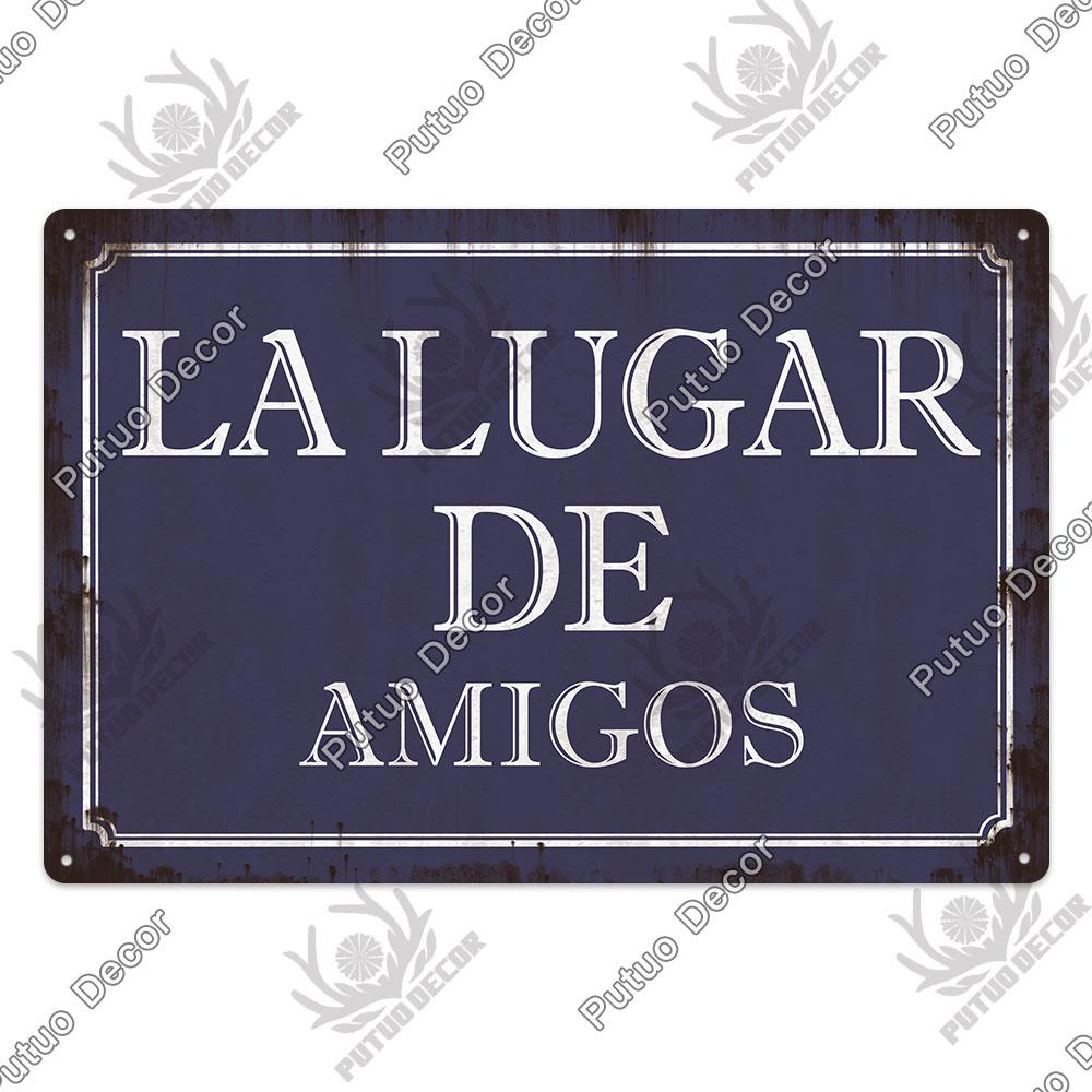 Putuo Decor Spanish Sign Vintage Metal Tin Sign Bar Pub Club Hogarena Bano Man Cave Wall Decor Iron Painting Decorative Plate