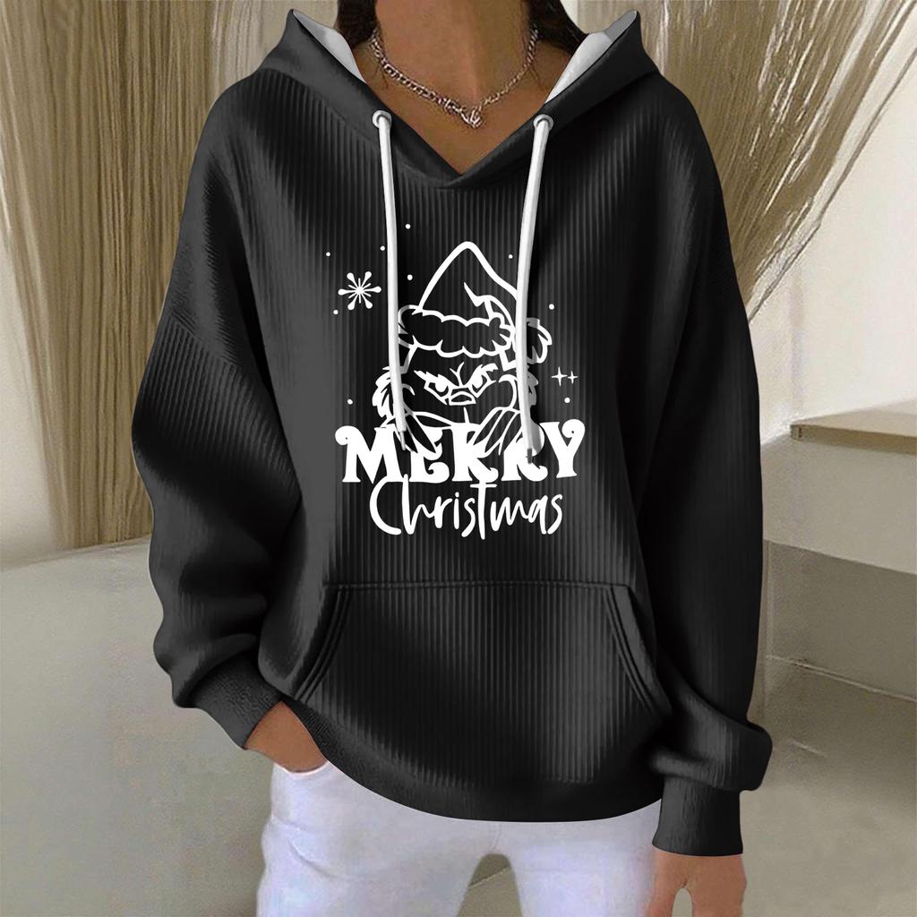 Women's Fashion Casual Christmas Angel Print Pullover Long-Sleeve Sweatshirt