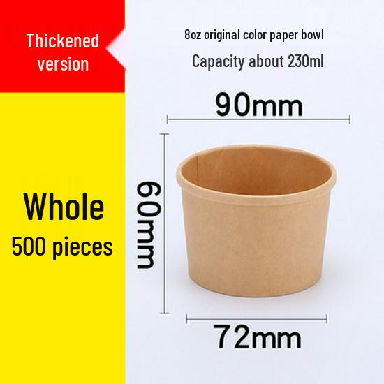 

Disposable Kraft Paper Bowl with Lid for Takeout: Ideal for Meals, Porridge, or Soup.