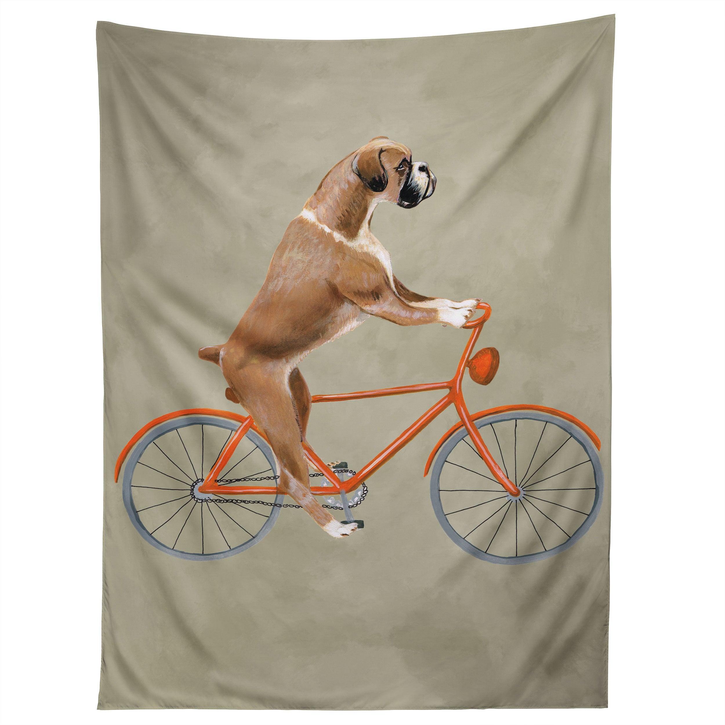 BOXER ON BICYCLE tapestry 75x100