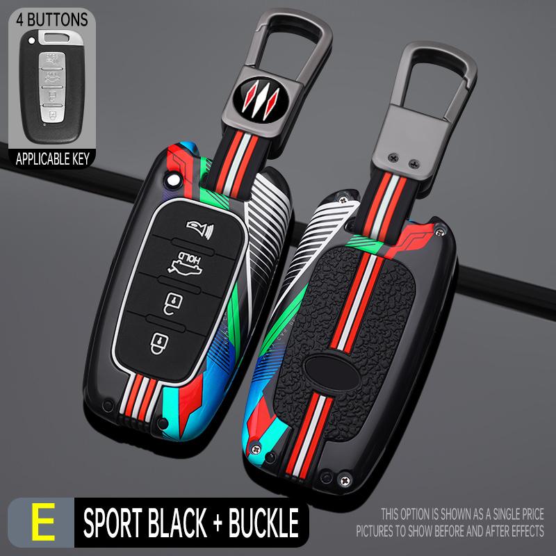 Interior Mouldings 3 4 Button Zinc Alloy Car Key Case Cover Fob For Hyundai IX35 Elantra Sonata 8 9 For Kia Sportage K5 K2 Soren