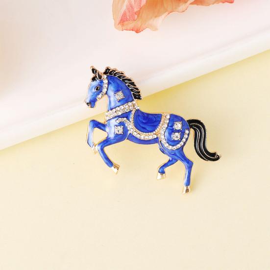 Enamel Horse Brooch Rhinestones Inlaid Horse Lapel Pin Retro Horse Brooch Pin Men Women Outfit Accessory for Clothes Hats Bags Scarves
