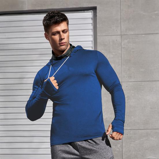 Herren Hoodie mit Gesichtspolster Kompression Langarm Basisschicht Schnelltrocknend Winter Ski Laufen Unterhemd