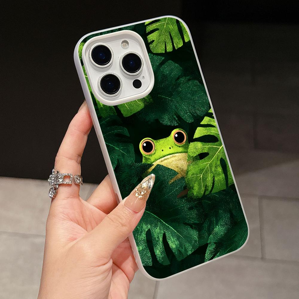

Kawaii Frog Phone Case for iPhone 17 16 15 14 13 12 11 Air Pro Max Plus Jelly Double layer White Cover iPhone 11 Pro Max