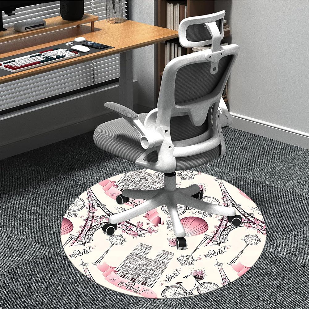 

1pc Parisian Chic Chair Carpet for Office, Round Polyester Mat, Indoor Decor for Office, Washable Non-slip Carpet yy251219115 80cm by 80cm