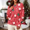 Women's Casual Long Sleeve Christmas Print Crewneck Sweatshirt Top for Fall and Winter