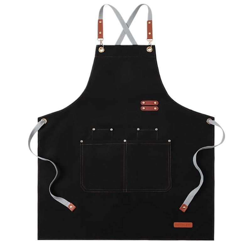Heavy Duty Waterproof Canvas Apron with Pockets for Women Men Professional Grill Cooking Waiter Nail Salon Work Cleaning Apron