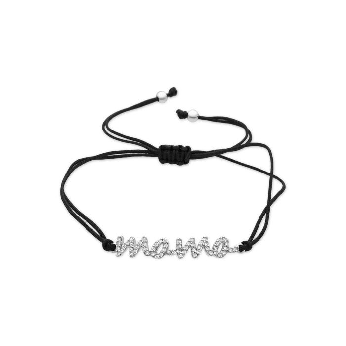 Bracelet en argent sterling 925 orné de zirconiums cubiques brillants et finition rhodiée - Mama
