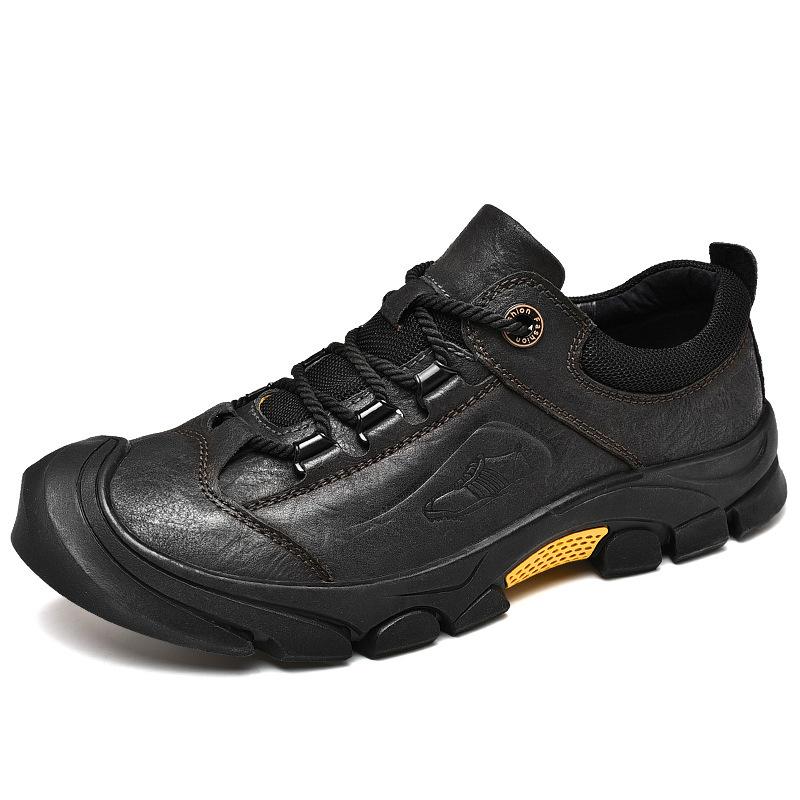 

Повседневная обувь для активного отдыха, мужская кожаная обувь, кожаные нескользящие походные ботинки на платформе 38 чёрный