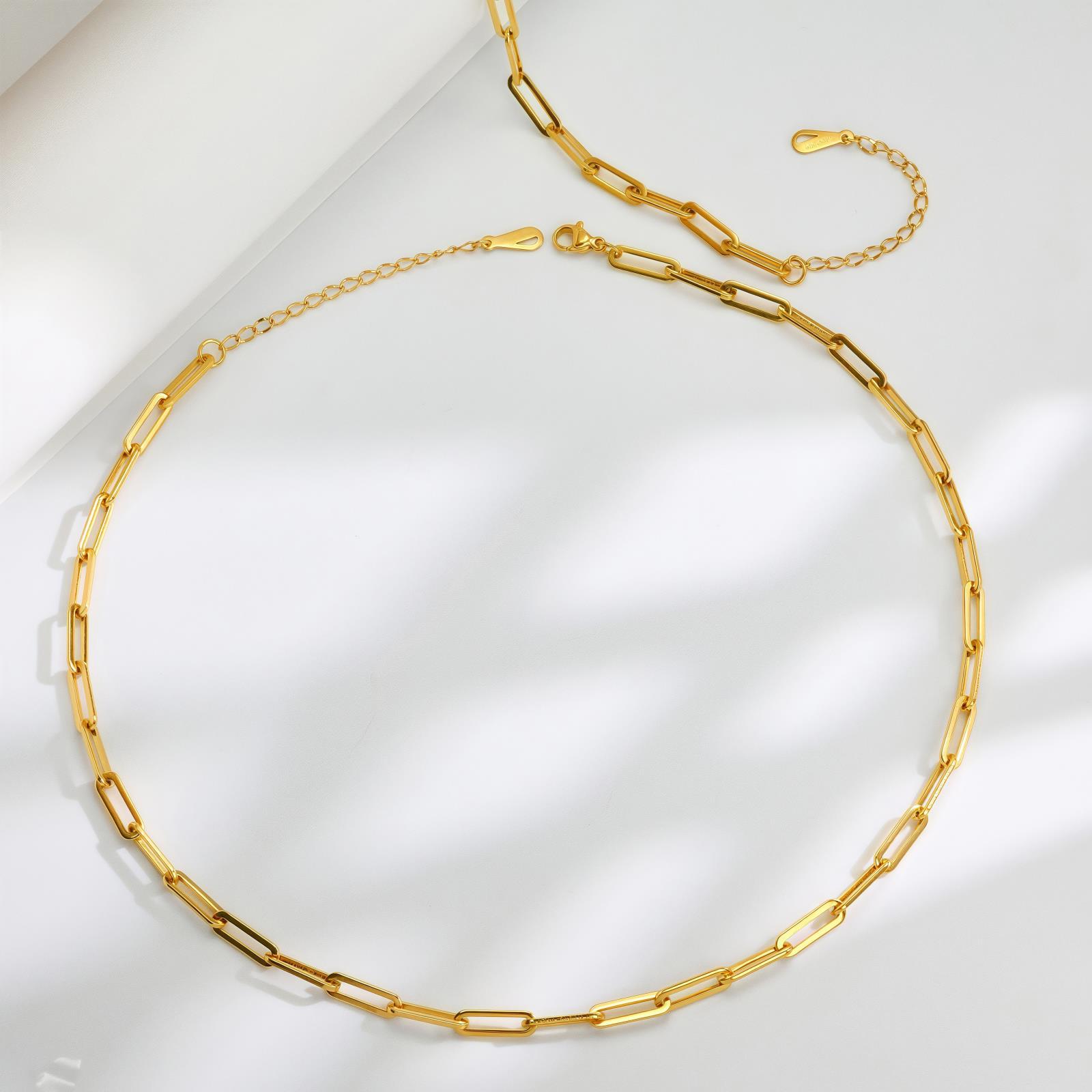 

The Same Titanium Steel Paperclip Necklace Collarbone Chain Does Not Fade Birthday Gift Simple And Versatile Necklace
