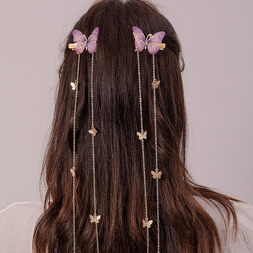 Ncmama 2 / Set De Agrafuri Noi Fluture Pentru Păr Pentru Femei Fete Fir Elegant Metal Franjuri Agrafuri Păr Lung Pentru Petrecere Accesorii Târg
