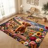 Highland Cow Theme Soft Crystal Velvet Rug Custom Name & Text Print Non Slip Floor Rug for Bedroom Living Room
