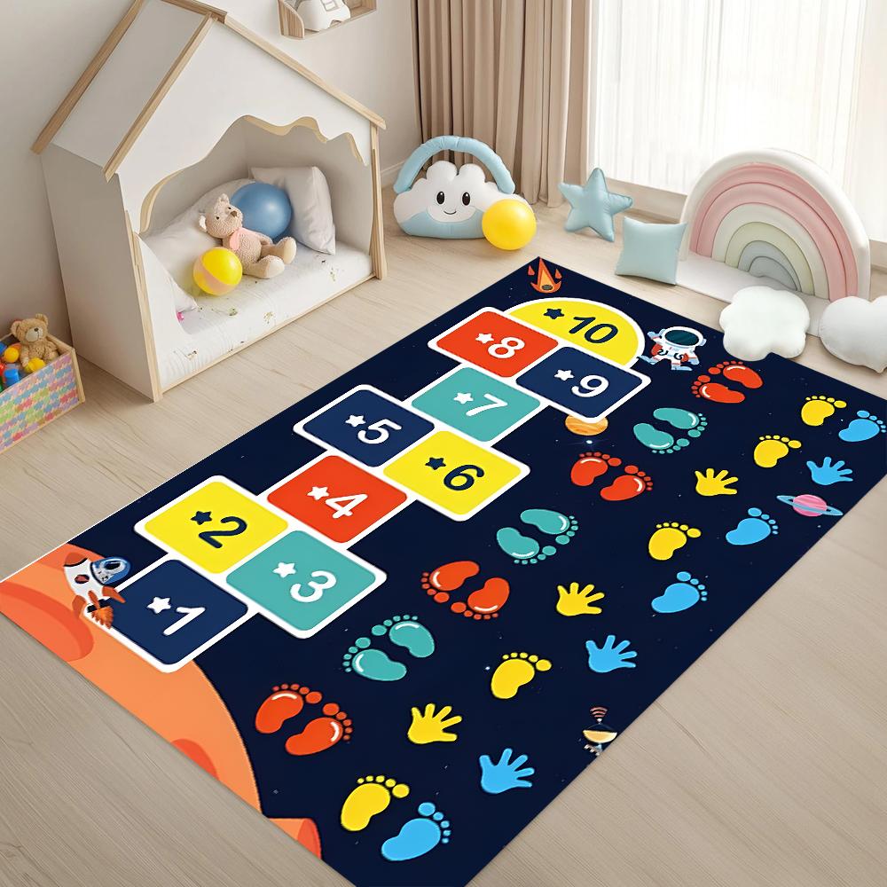 

Kids Educational Area Rug Alphabet Number Cartoon Animal Patterns Soft Carpet for Children s Room Playroom Carpet Non Slip Blue 40x60CM