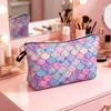 Cosmetic Bag Portable with Zipper Large Capacity Bag Floral Print Compact Travel Makeup Organizer for Cosmetics And Small