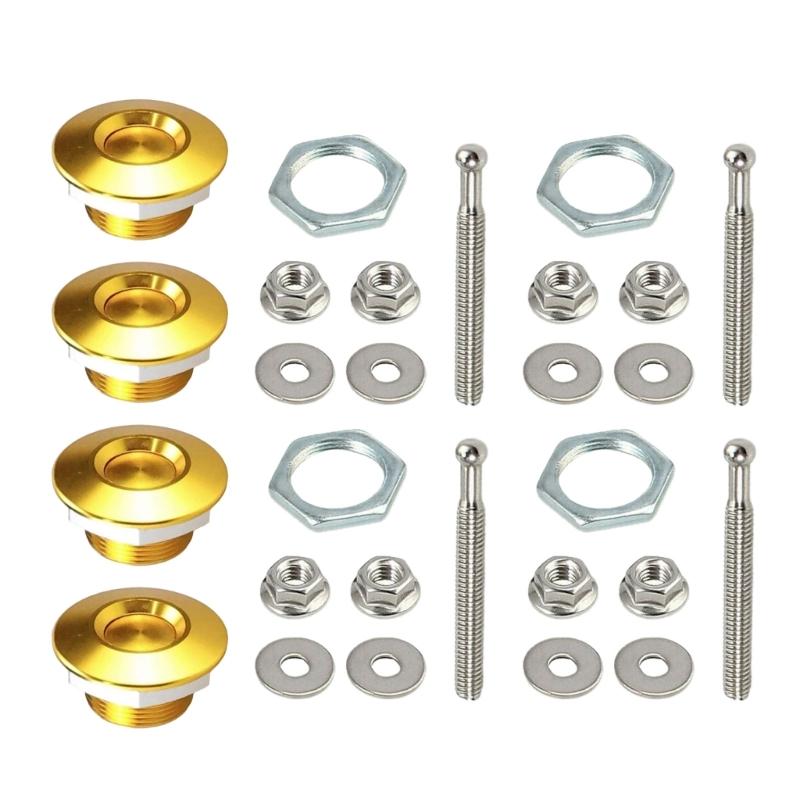 Universally Aluminum Push Button Car Front Bumper Hood Pin Bonnet Lock Latches Clip