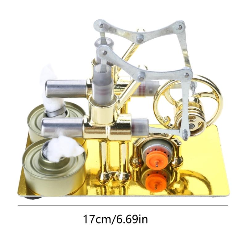 Stirling Double Engine Motor Model Physics Science Experiment Engine Model Educational Toy Electricity Generator