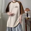 Summer Contrasting Colors T-shirts Casual Printed Letter Men's Clothing American Retro Fashion Patchwork All-match Pullovers New