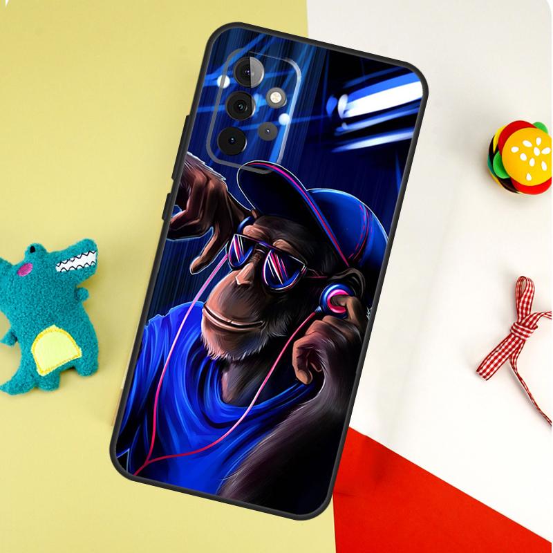 Lustiger Denkender Affe Mit Kopfhörerhülle Für Samsung Galaxy A54 A34 A24 A14 A12 A22 A32 A42 A52 A72 A52S A51 A71 A13 A53 Hülle