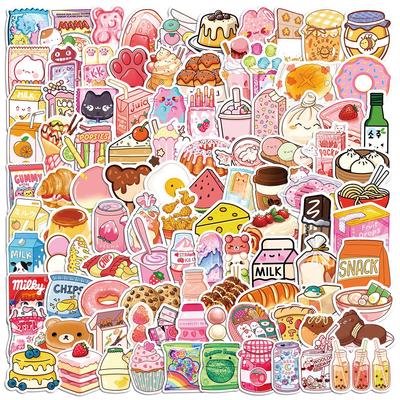100-Piece Foodie Snack Pack Stickers for DIY Decor: Perfect for Notebooks, Water Bottles, and Suitcases