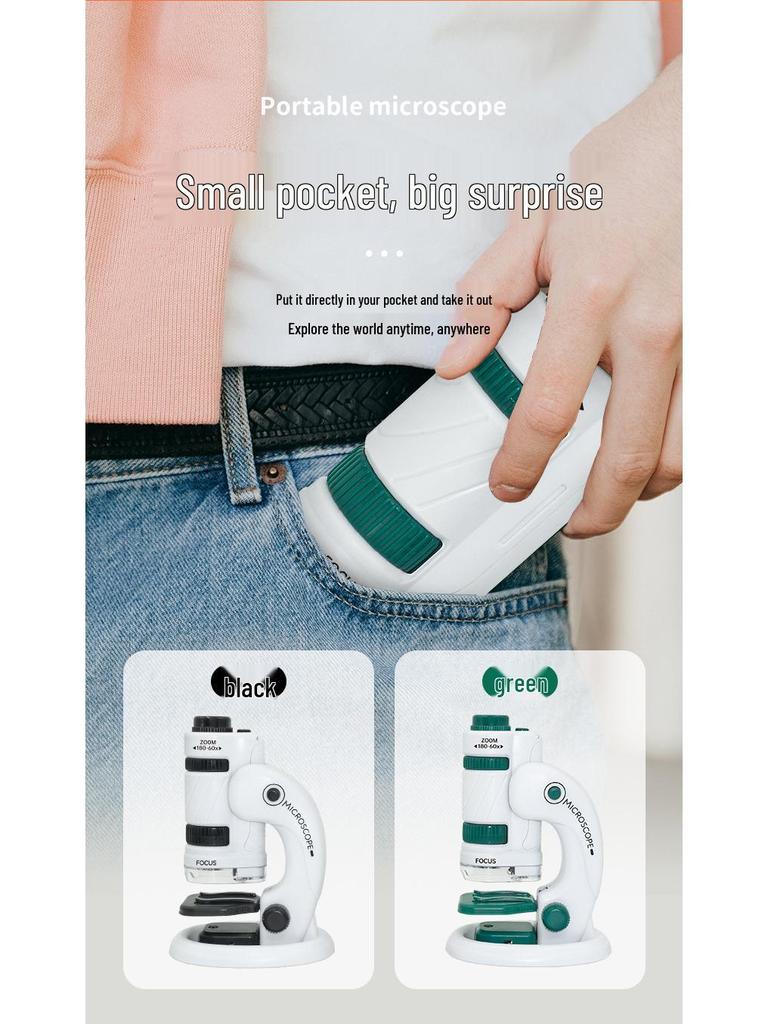 Portable Children's Microscope Science Experiment Set - Educational Toy for Primary & Middle School Students, Boys & Girls
