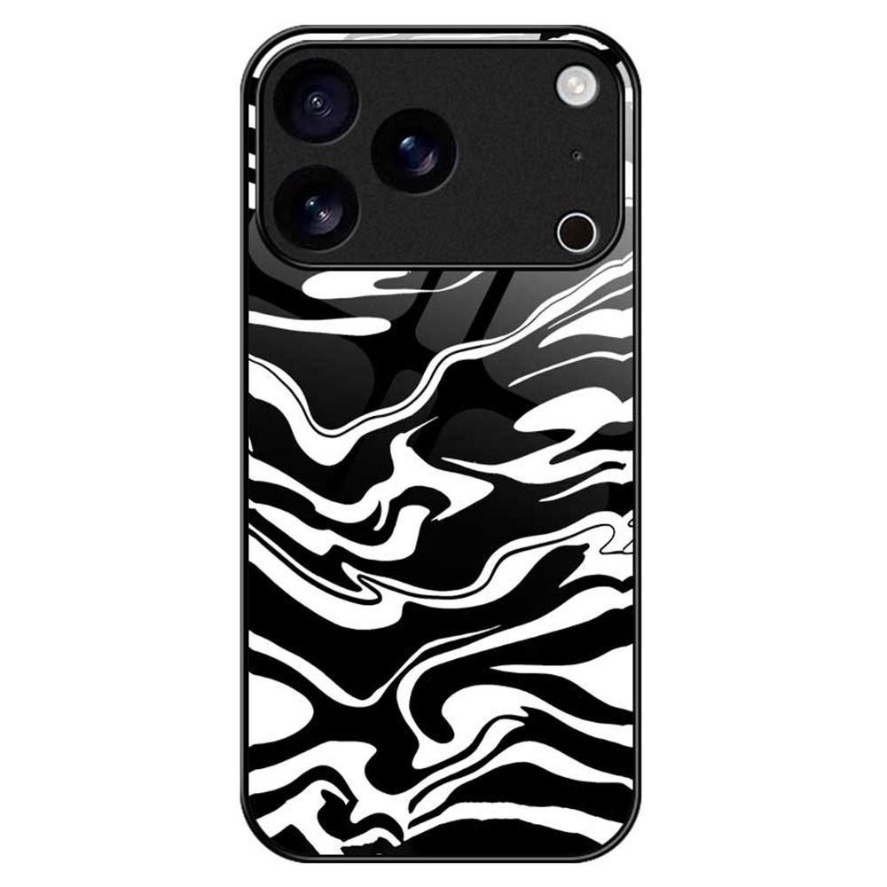 For iPhone 17 Pro Max Case Anti Drop TPU PC Tempered Glass Pattern Printing Phone Back Cover