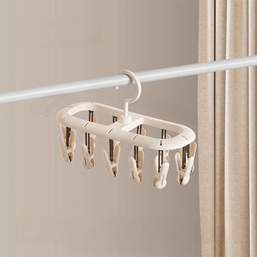 12/20 Clips Sock Drying Rack 360° Rotatable Hanging Underwear Clips Balcony Use