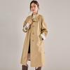 Chunxin commuting temperament loose silhouette drape retro stand-up collar medium and long trench coat women 22352