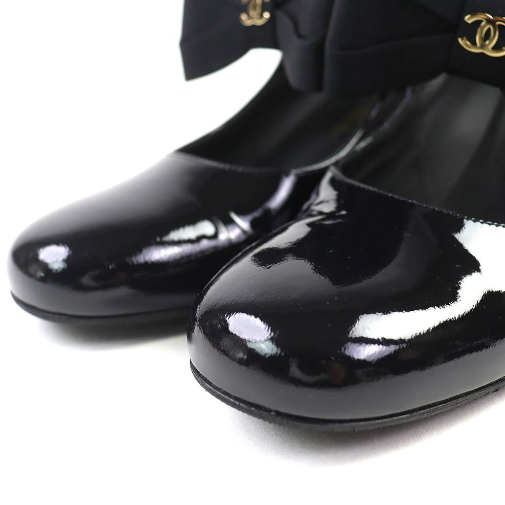 Excellent CHANEL pumps Merry Jane COCO Mark black Patent leather 36.5 G45356 Used