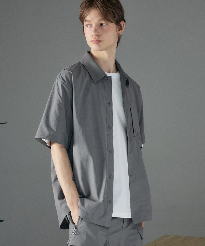 HYPERREET Men'S Hylon Active Short Sleeve Oversized Shacket [Slate Gray]_Hg2Sh050