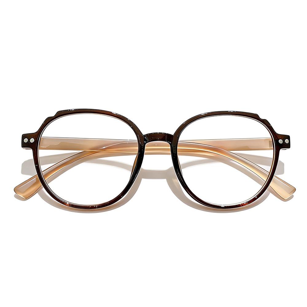 Ultra Light Reading Glasses Green Frame Round Frame Presbyopia Glasses Anti Blue Light Large Frame Anti Blue Light Glasses коричневый