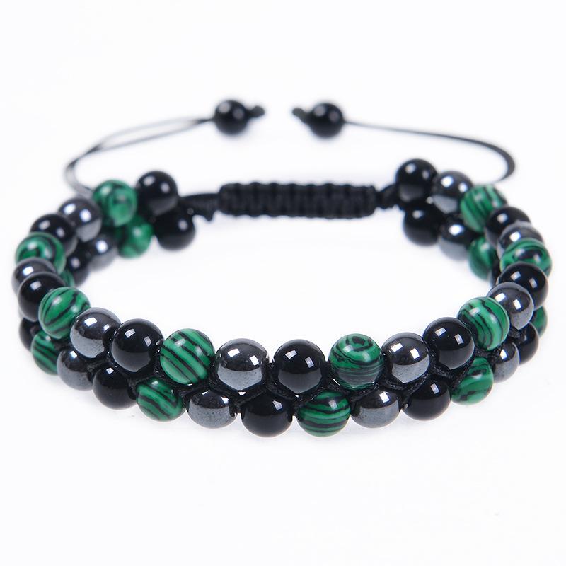 

JYL TS Bracelet Double-Layer Braided Beaded Enhances Elegance & Inner Calm 6MM-malachite роман серебряный