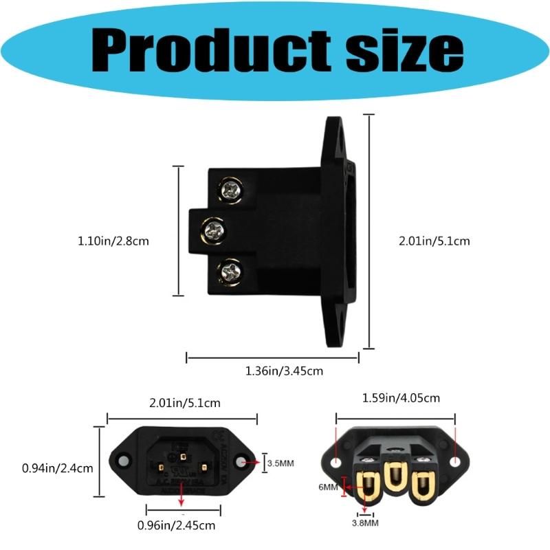Copper IEC Power Plugs 3 Pin Socket HIFI Amplifiers Power Connectors for Gear and Musical Instrument Enduring